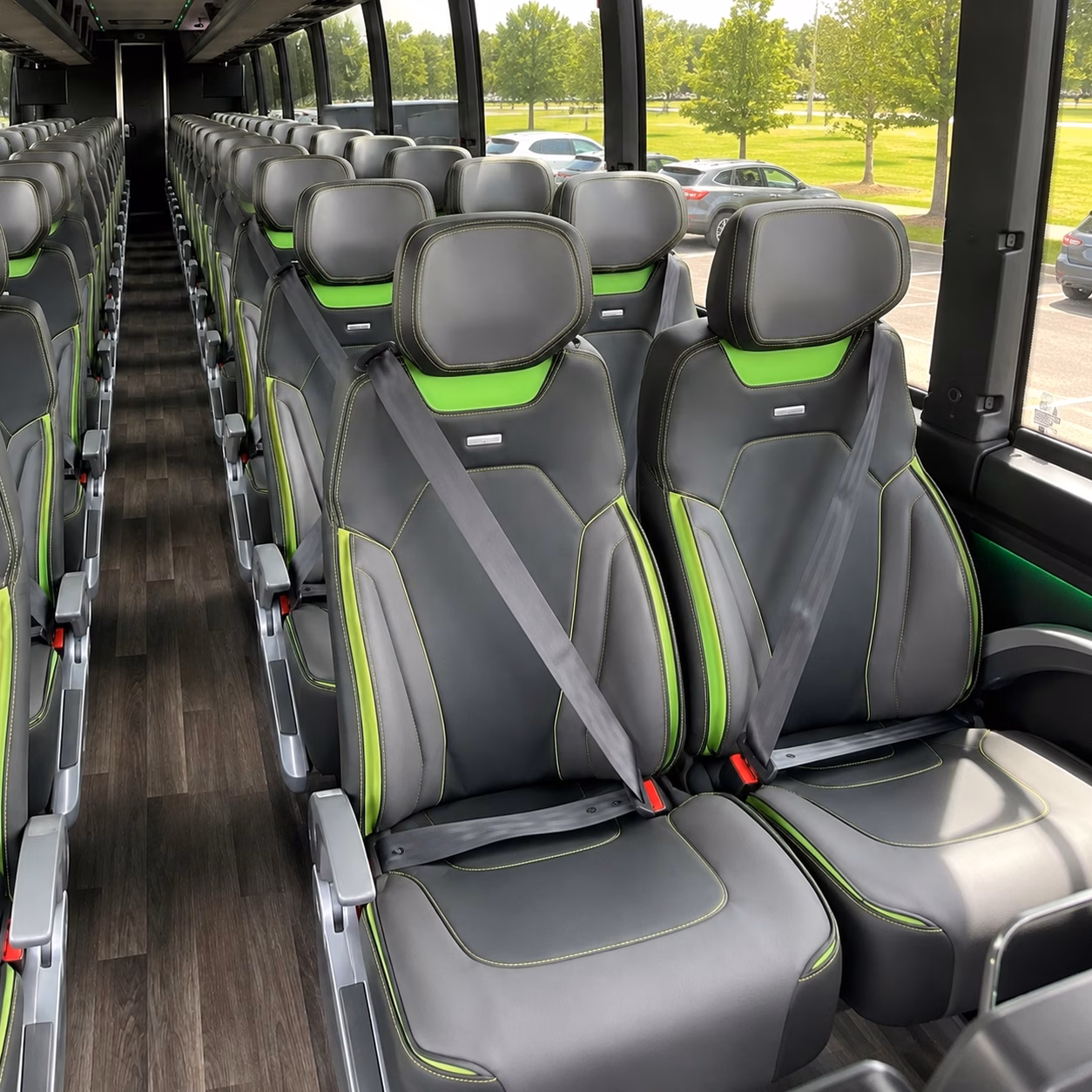 56 passenger charter bus inside